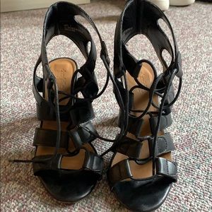 Caged, lace up heels